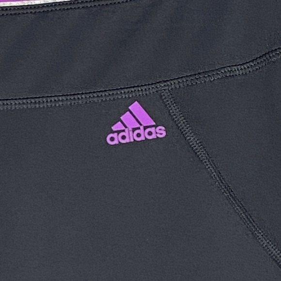 Adidas Climalite Capri Workout Pants Size Medium Purple Gray 3 Stripe - Picture 4 of 8